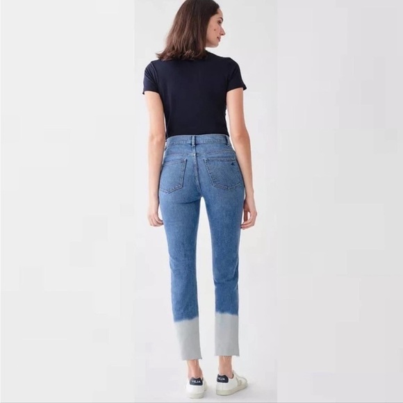 DS1961 Maria High Rise Instacuplt Straight Leg Cropped Frayed Bleached 27 Jeans - Picture 10 of 16